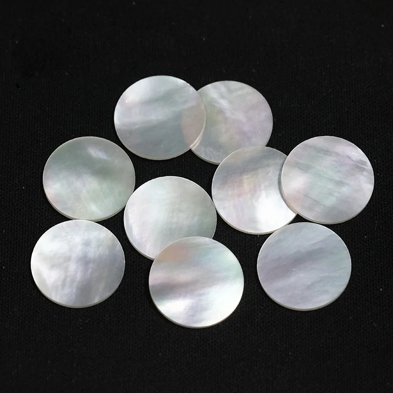 Accept Custom White MOP Round Discs Double Flat Round Natural White Mother of Pearl Shell Stones