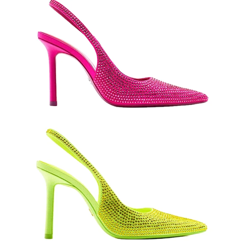 2022 New Arrivals High Heels Women Pumps Sandals Sexy Women Diamond Shiny Dress Fashion Ladies For Women Thin Hells Pointed Toe