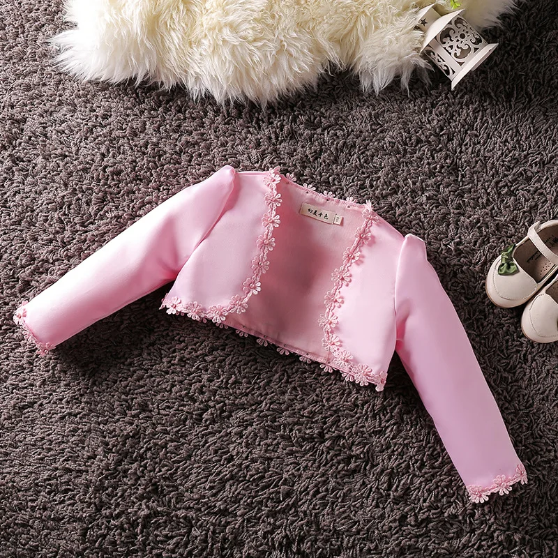 ge flower girl  pink white purple pearl cardigan kid wedding party  cloak  bridal shawl bolero