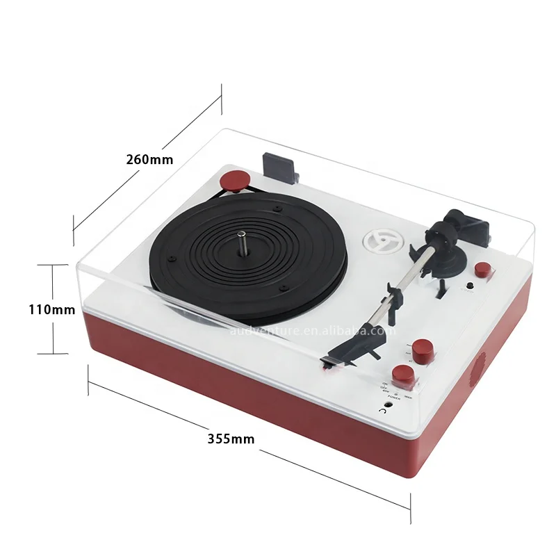 Vinyl Turntable Record Player with Dust Cover External Belt Drive Blue tooth Gramophone Phonograph