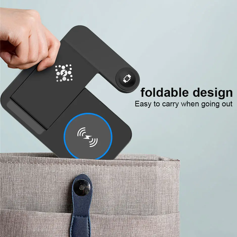 Wholesale Fast Charging Station Qi Phone Charger With Powerbank 15w 3 in 1 Wireless Charger Foldable