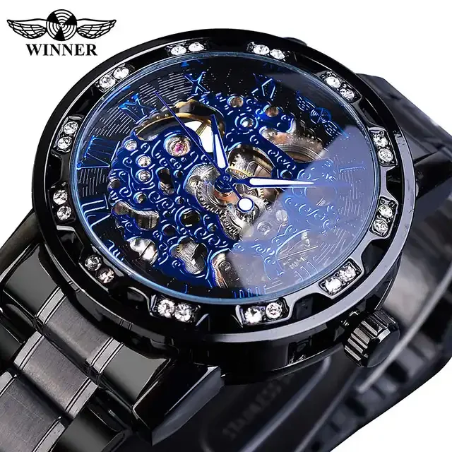 Winner 1089 614 Men Top Brand Luxury Fashion Diamond Luminous Movement Royal Design Male Mechanical Skeleton Wrist Watch