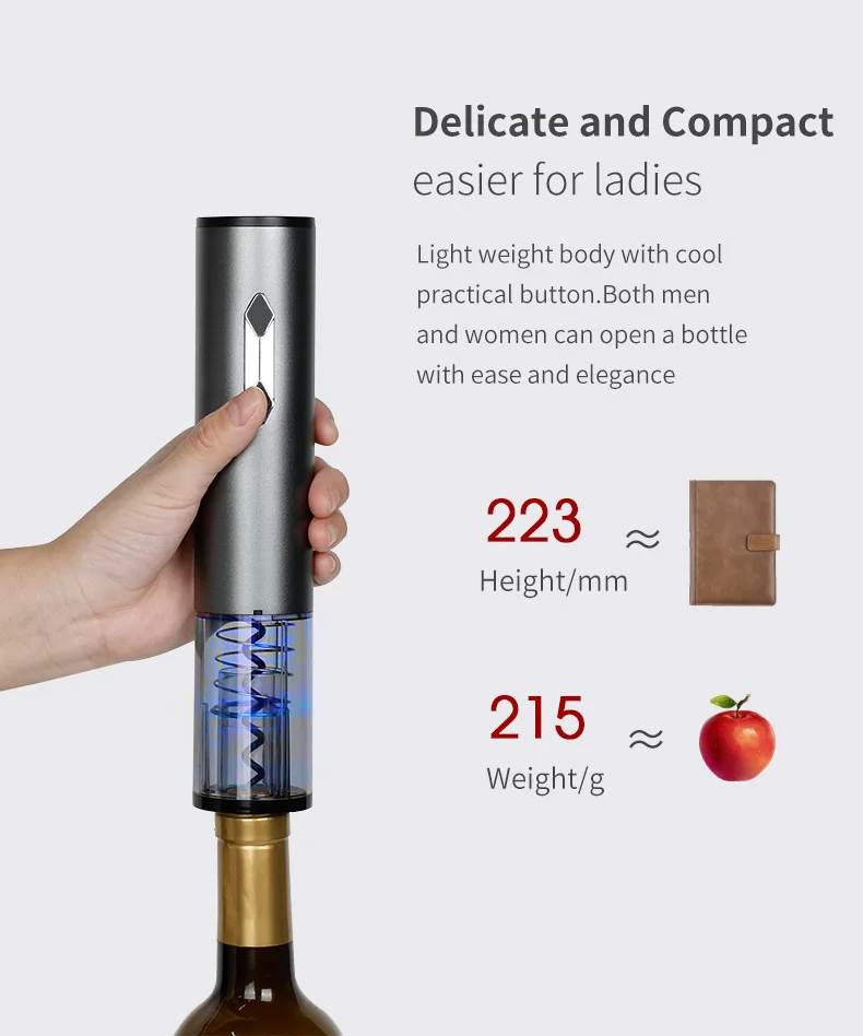 Электронные деловые подарки 2024 инновационные домашние гаджеты поддержка батареи Электрический винный штопор автоматический открывалка для бутылок с логотипом