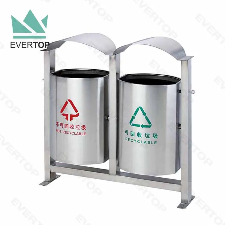 SD-15 90L 24 Gal Metal Outdoor Dustbin Outdoor Recycle Bin Waste Sorting Containers 2 Way Outdoor Trash Bin Commercial
