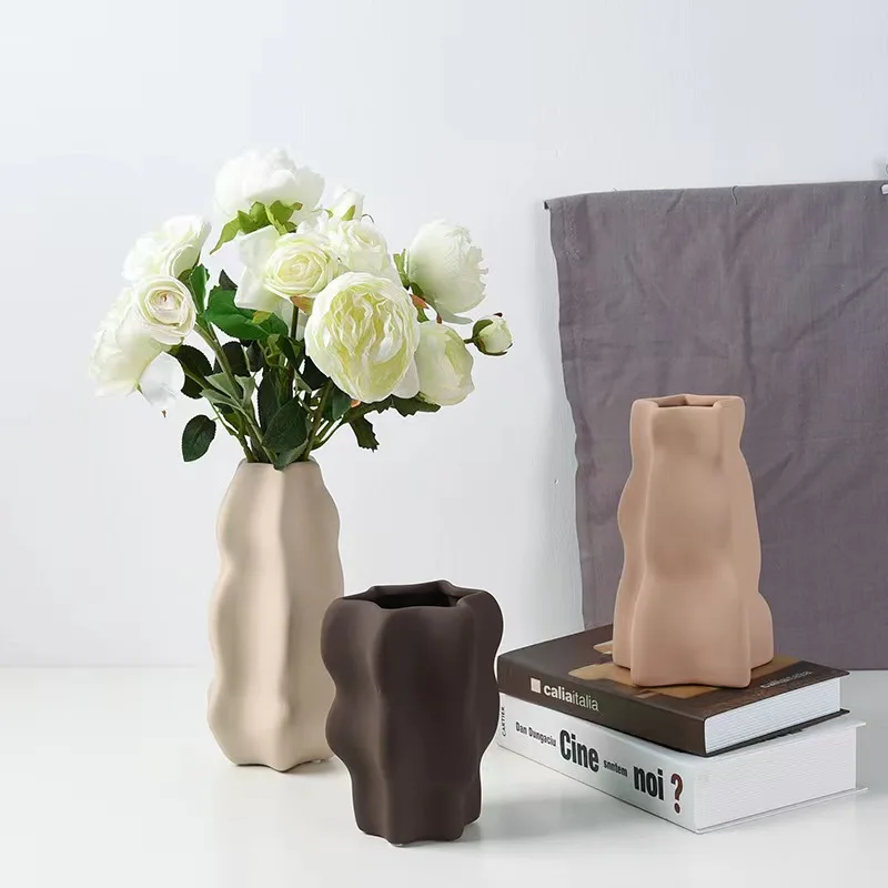 ins minimalist modern matte hydroponic dried flower vase nordic home accessories soft decoration table decoration