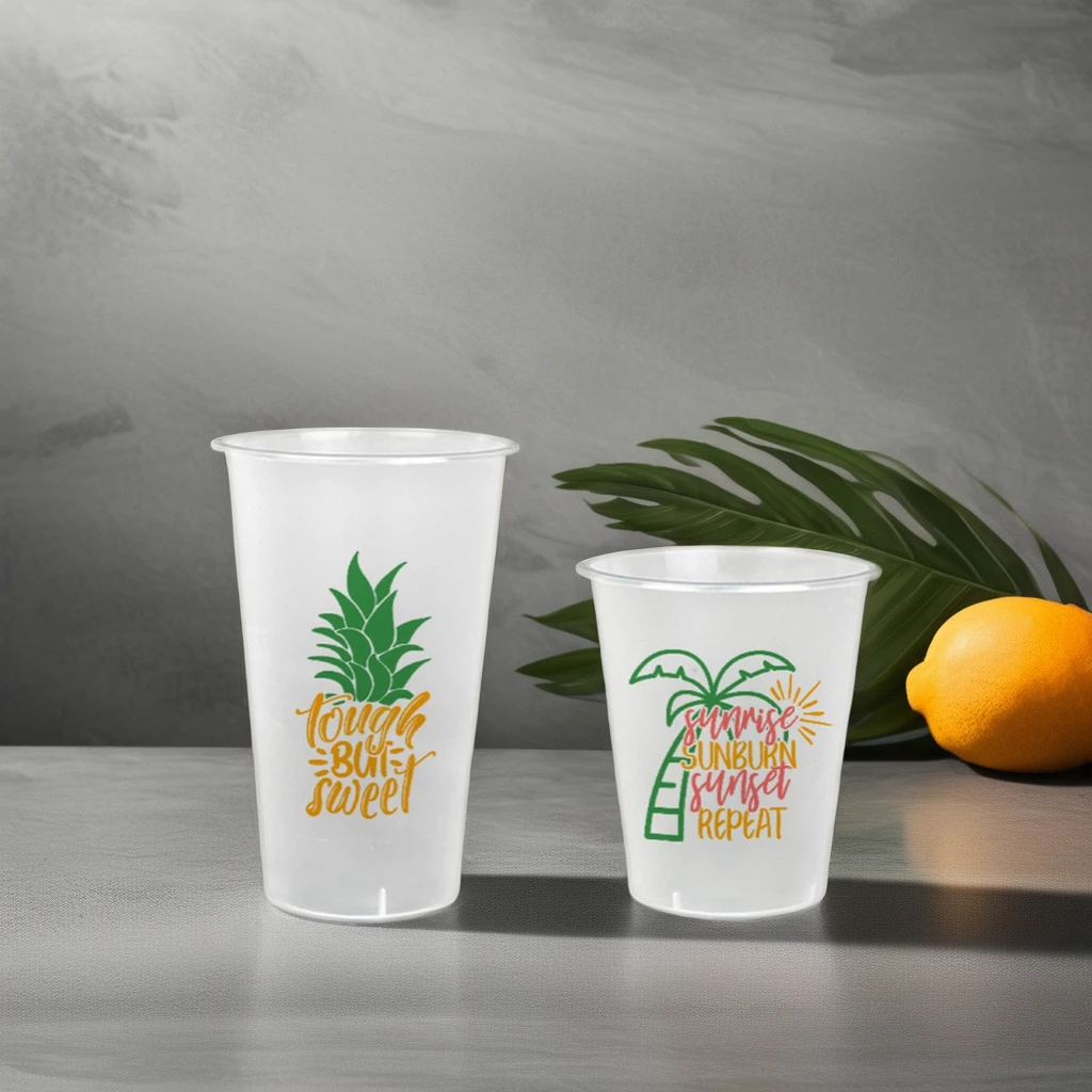 AT PACK Custom Logo 9oz 12oz 16oz 22oz Disposable Frosted Cup U-Shaped Clear Plastic Boba Bubble Milk Tea Cup Dessert Cake Cups