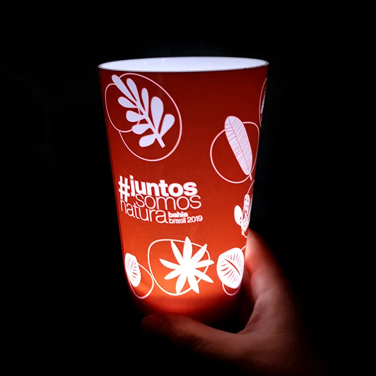 2024 Popular Water Activated Led Cup 14OZ/16OZ Drinking Cup Custom Logo Promotion Led Glass For Sport Event Club