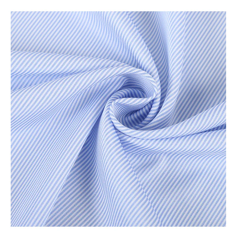 Shirt Stripe Professional Blue And White Bamboo Polyester Jacquard Stripe Shirt Fabric