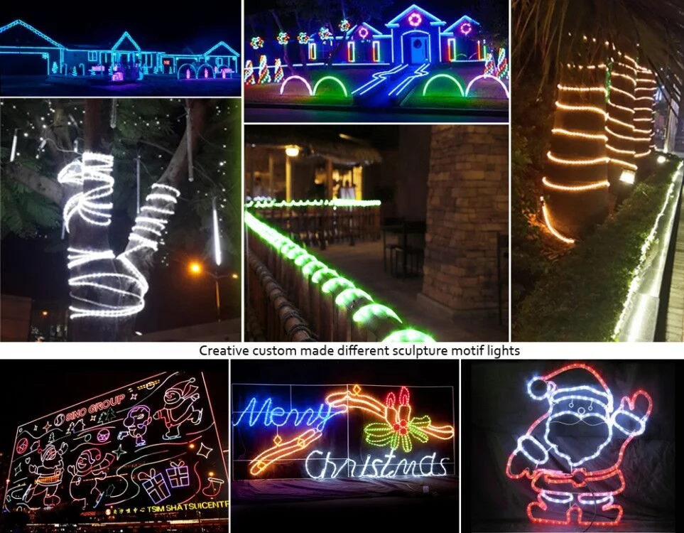 2022 Outdoor LED Decorative Lighting 2D Christmas Tree Snowman and Bulbs Motif Lights