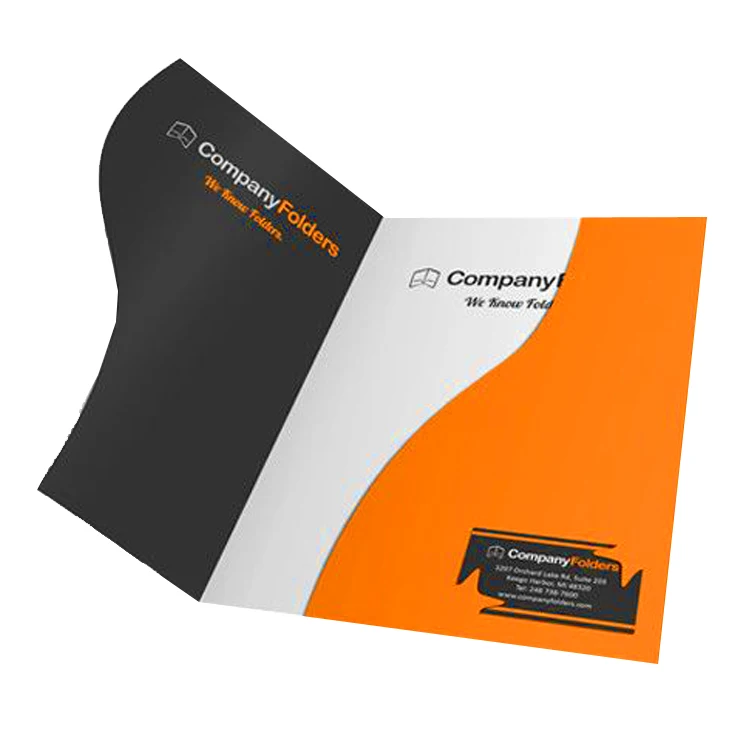 Factory Direct Custom Logo Printing Paper Document Presentation File Folders A4 Company File Folders with Pockets