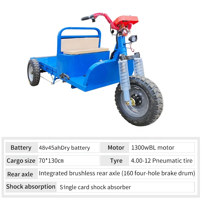 Hot selling 48v1300w electric flatbed truck made in China for easy handling and unloading on the farm/factory
