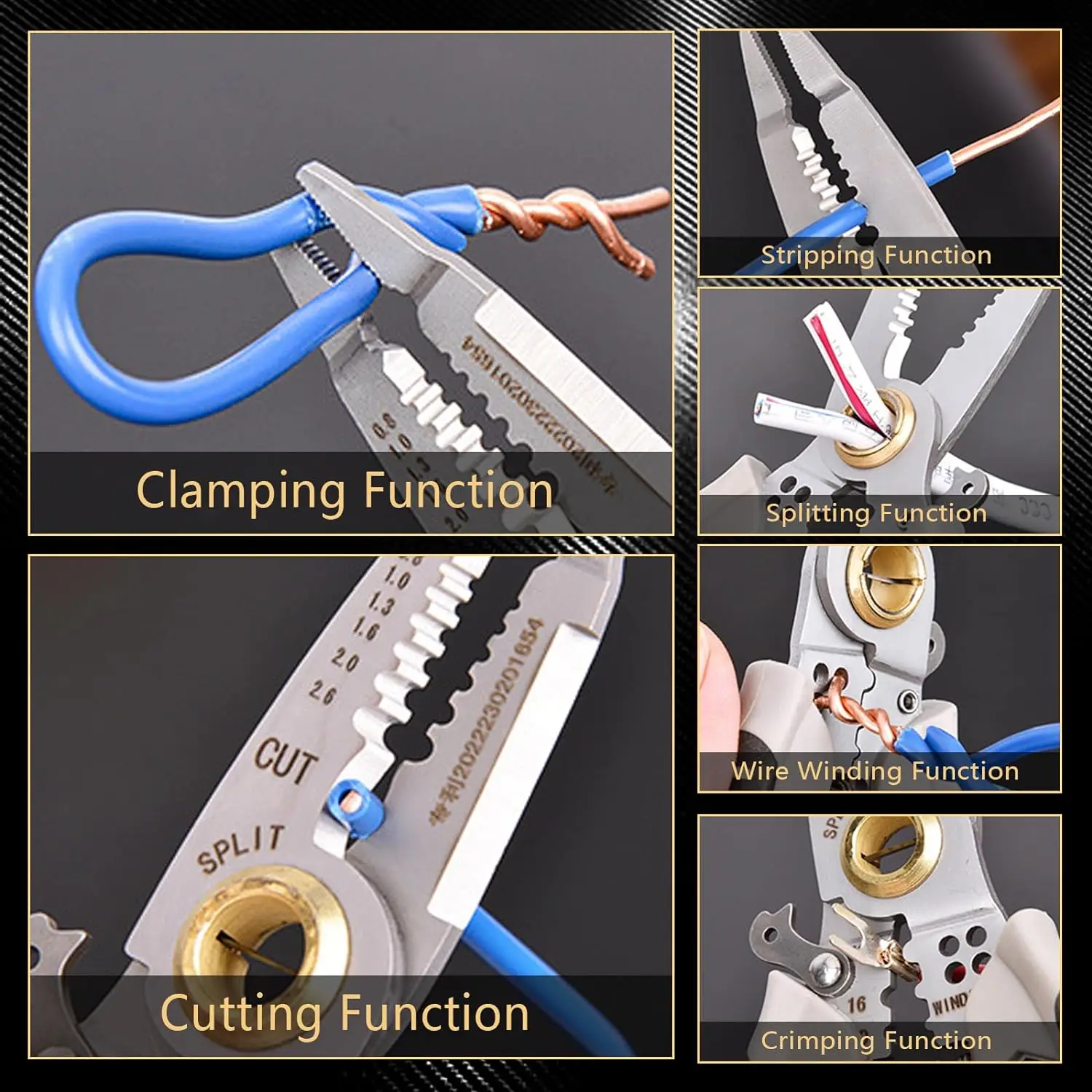 7-Inch Multipurpose Wire Stripper Electrical Wire Stripping Tool Cutters Electrical 4 in 1 Wire Strippers Crimping Tool