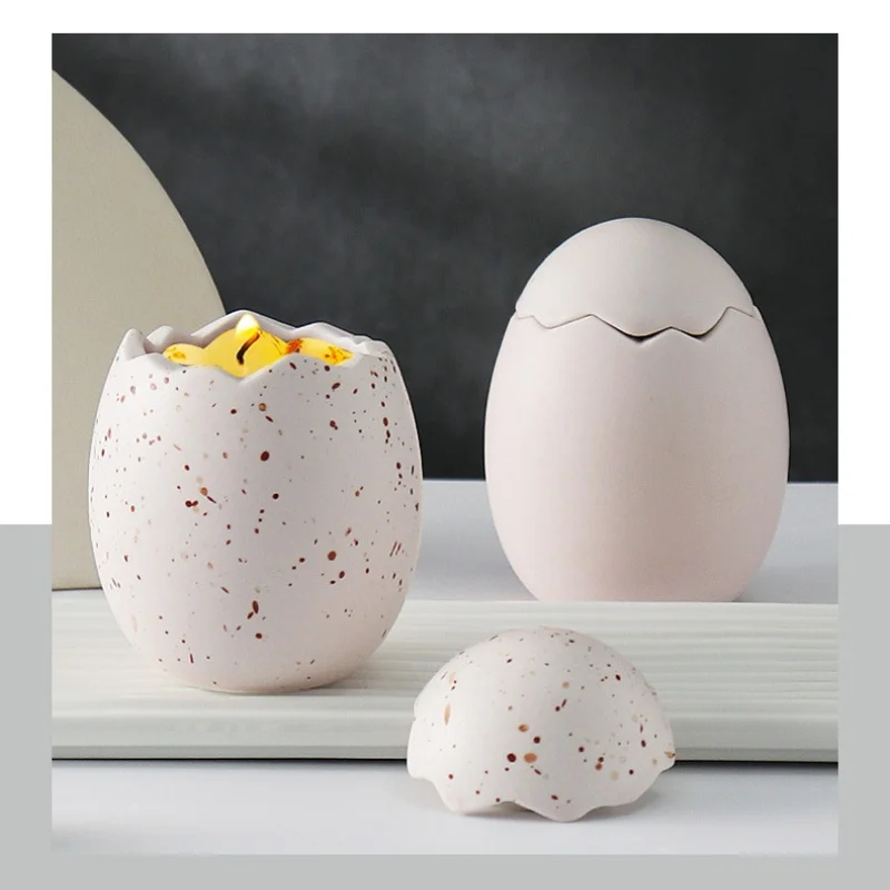 Custom vasos para velas diwali pots for candles jars with lid egg shaped speckle candle empty jar ceramic candle containers