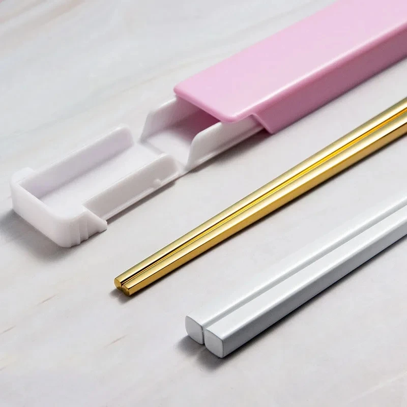 Custom Logo Titanium Chopsticks Reusable Chopsticks Stainless Steel Chopsticks With Case