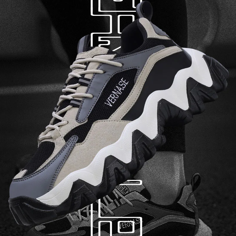 Retro Men Casual Shoe Thickness Sole Fashoin Design Men Walking Shoes Street Shoes