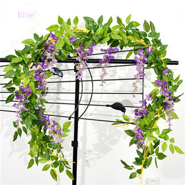 Artificial Flowers Wisteria Garland Artificial Wisteria Vine Hanging Flower Greenery Garland For Wedding Decoration