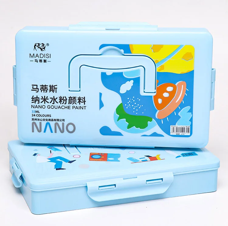 Wholesale Oem/Odm New Formula Non-Toxic 24 Colors 33ml High Quality Children Nano Jelly Gouache Set