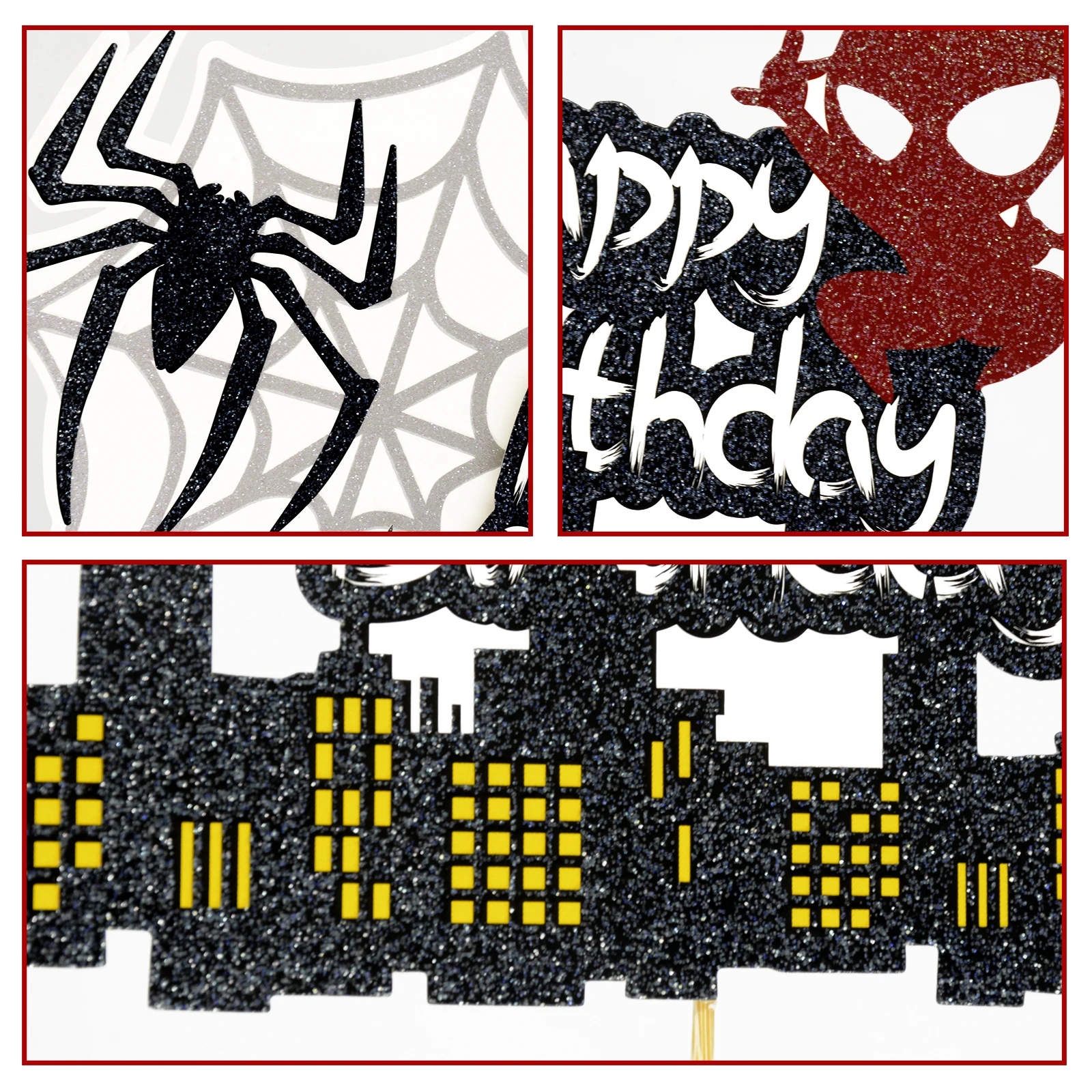Spider Webs Spider Super Hero Party Theme Happy Birthday Cake Topper Boys Kids Favors Party Supplies Cake Decoration