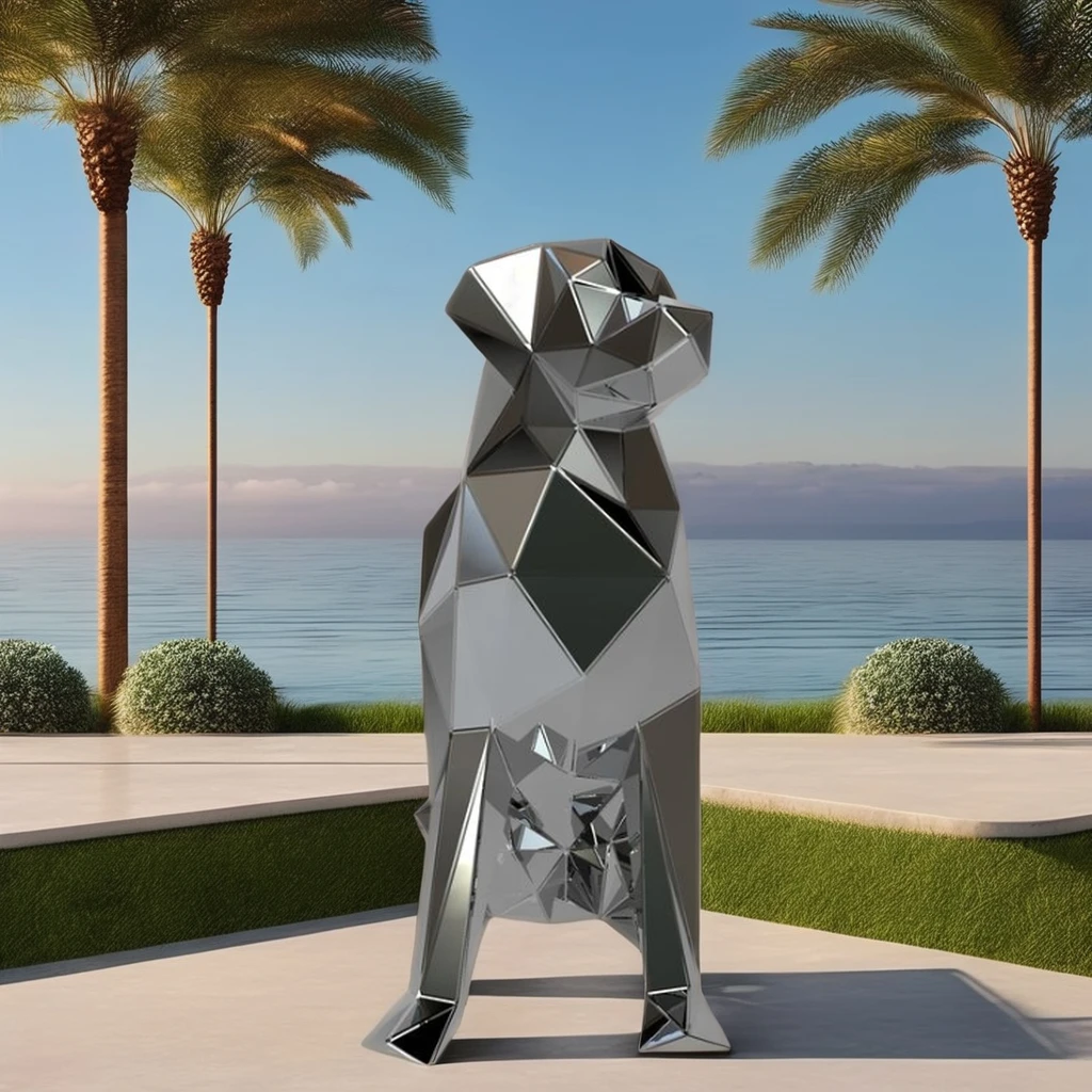2024 New Garden Landscape Design Creative Outdoor Giant Metal Statue Life-Size Stainless Steel Geometric Animal Sculpture