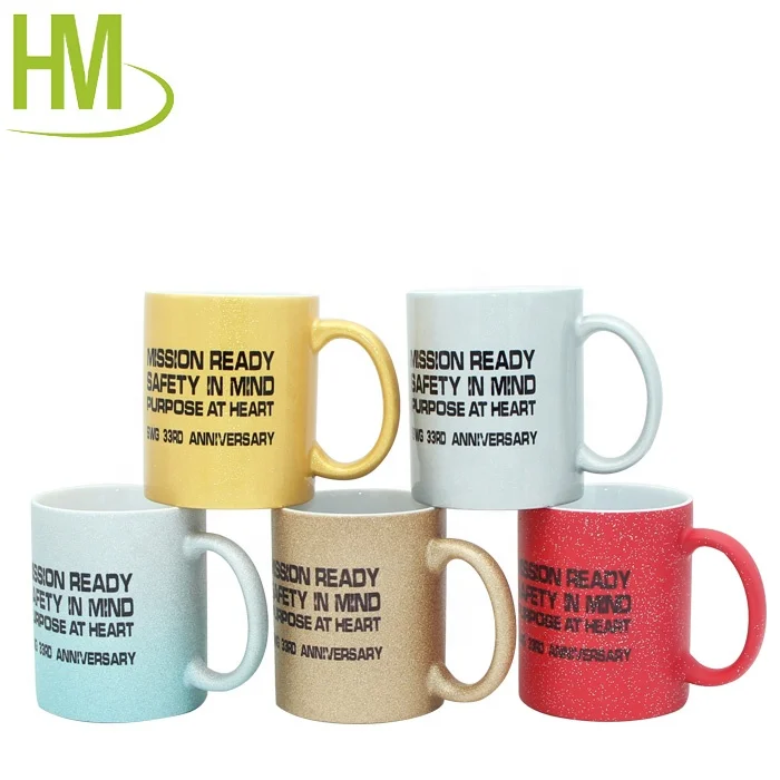Heat Transfer Sparkling Pink Silver Gold glitter mugs sublimation ceramic