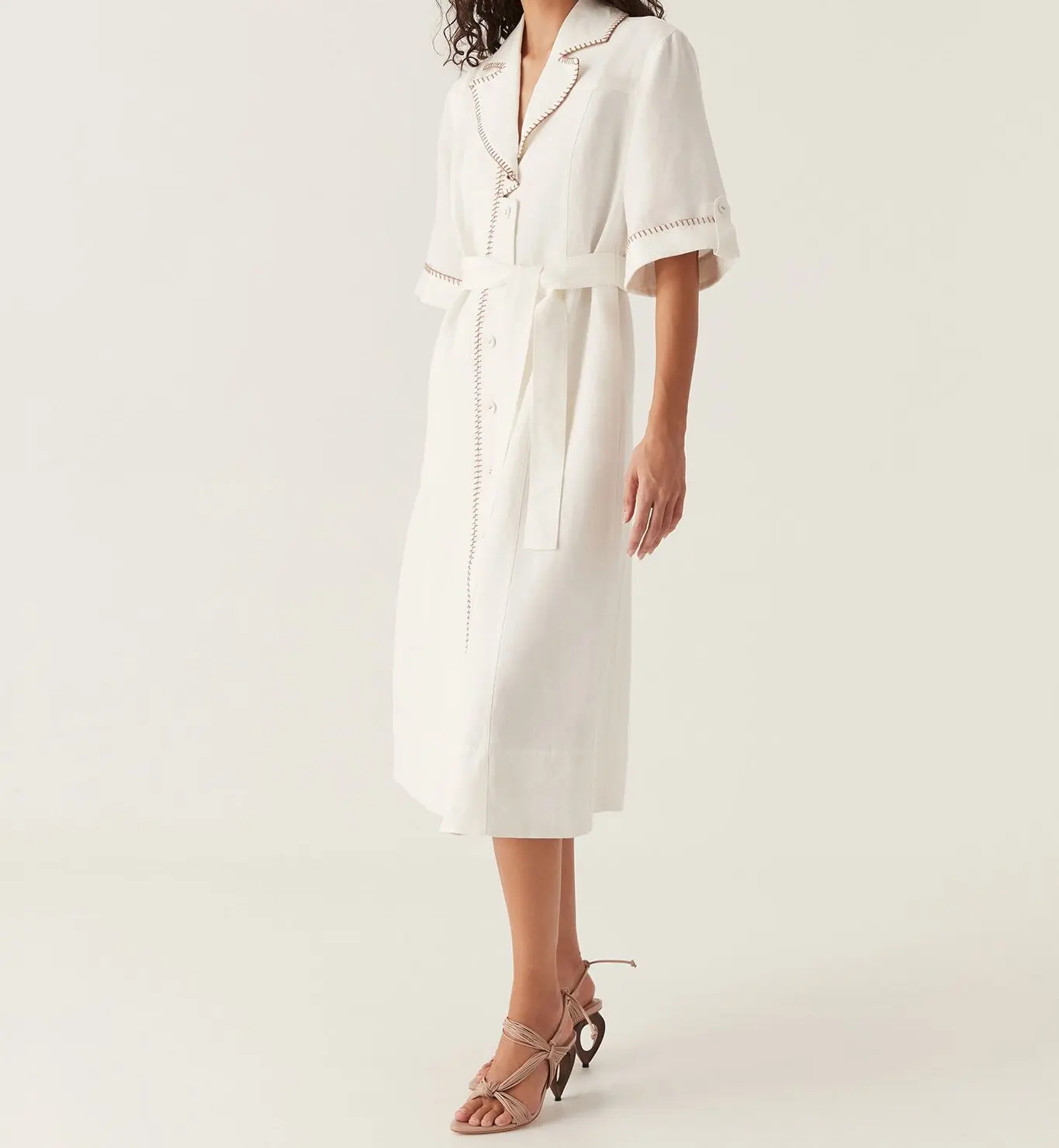 Wholesale Summer Casual Linen Elegant Dress short sleeve v neck dress for women