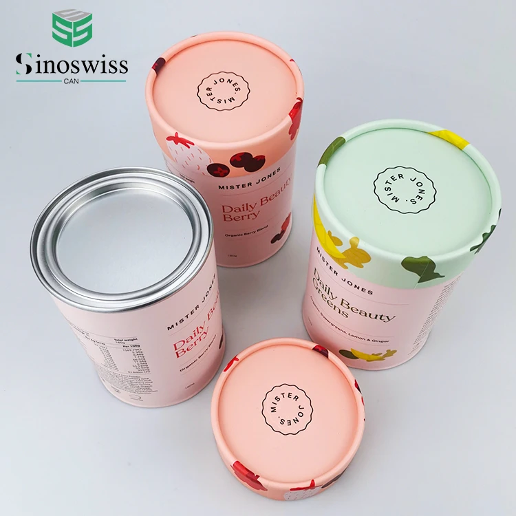 Hot Sale Customized Airtight Protein Powder Paper Tube Packaging Composite Can With Paper Lid