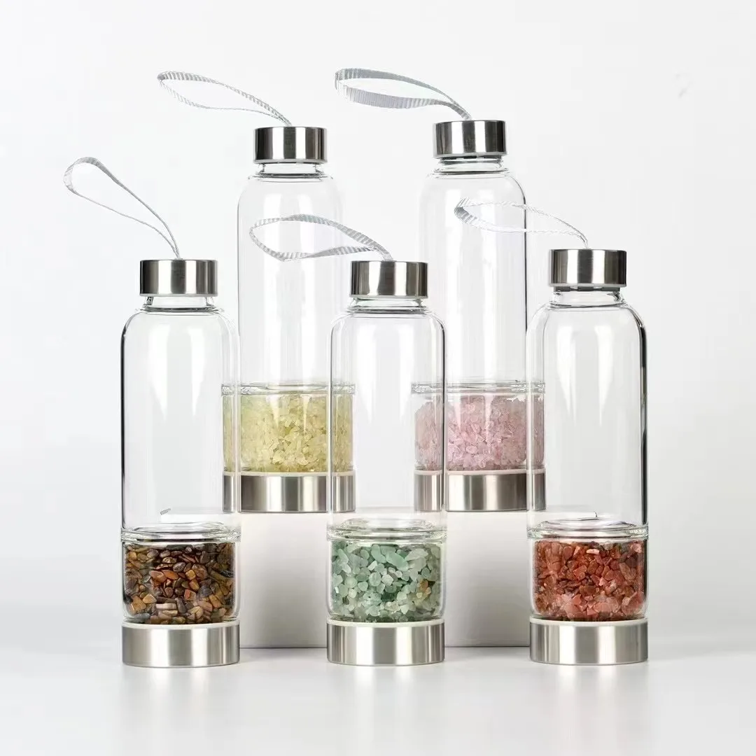 Wholesale Natural stone crystal gemstone crystal craft crystals chips cup bottle glass bottle for Business Gift