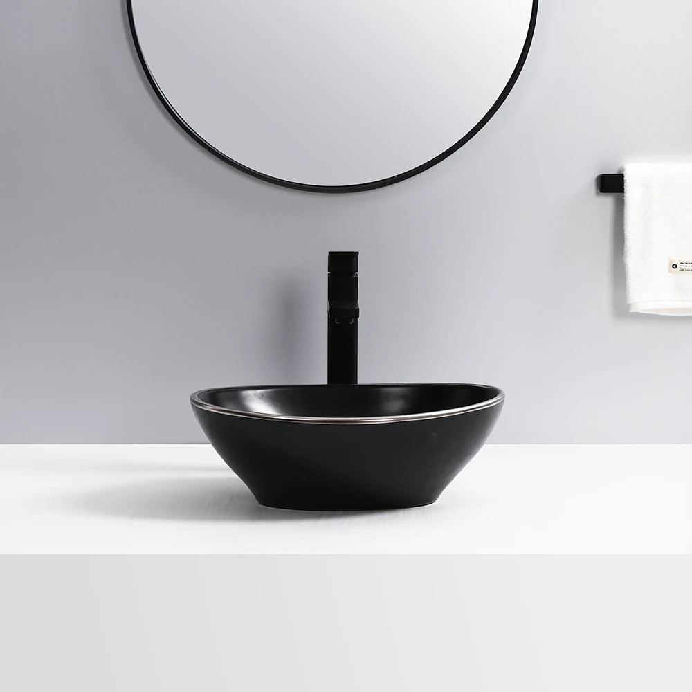  New style ceramic art basin porcelain oval vessel sink countertop glaze electroplate bathroom