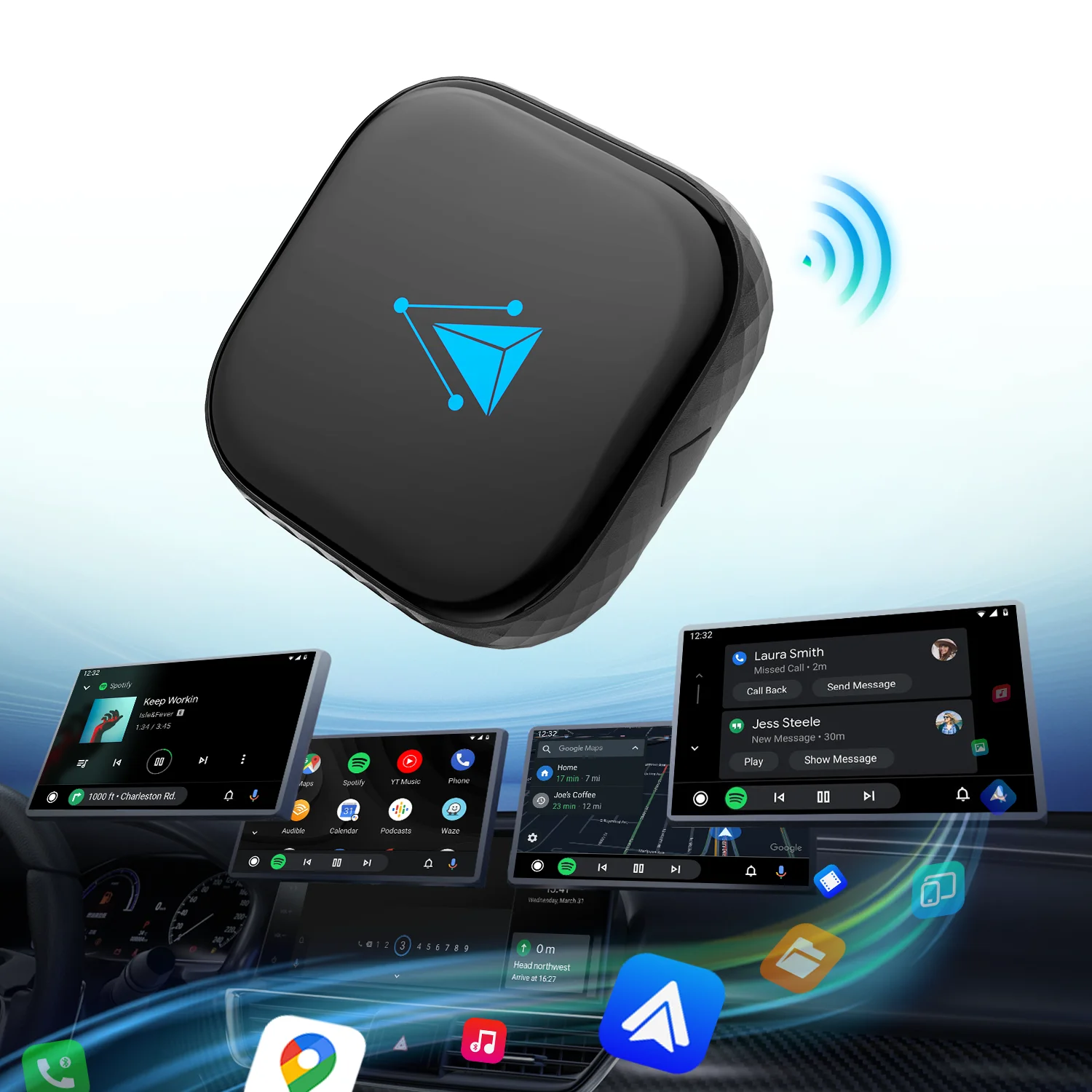 Ottocast Android Mini Smart AI Box Wired Android Auto to Wireless Auto Adapt Wireless Android Auto for Cars Personalized