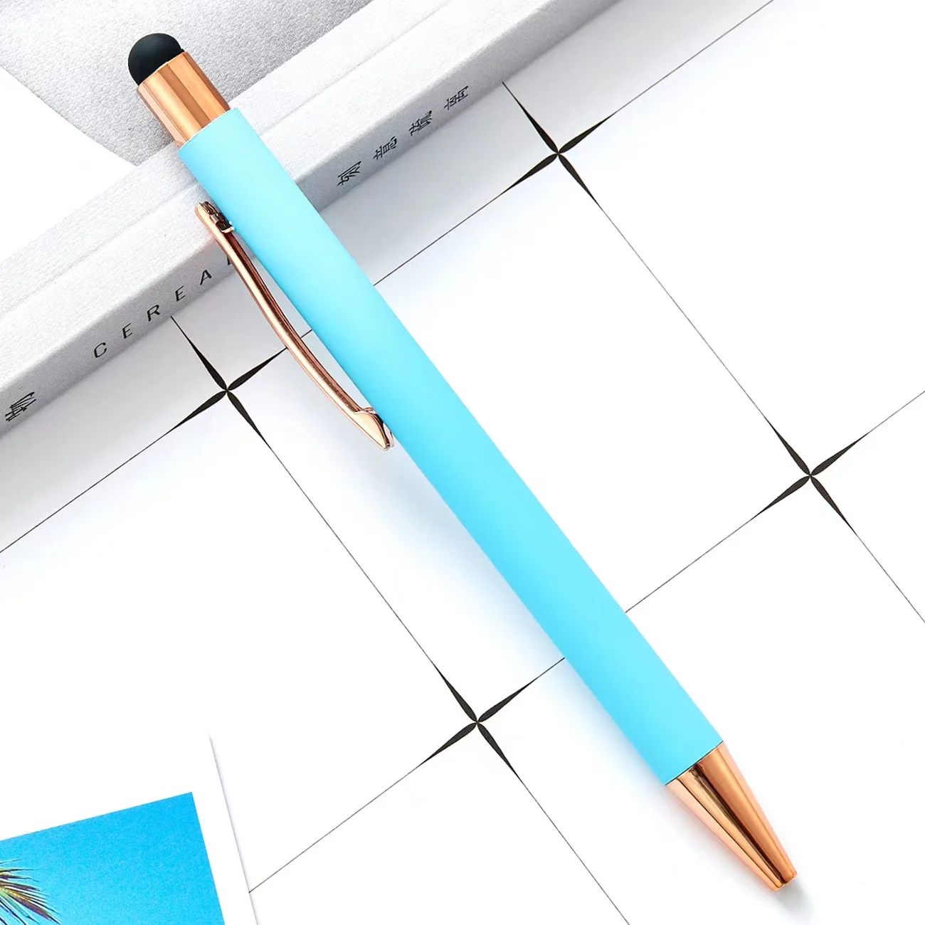 Color press rubber spray advertising pen spot wholesale laser engraving capacitive ball point pen aluminum rod touch scr