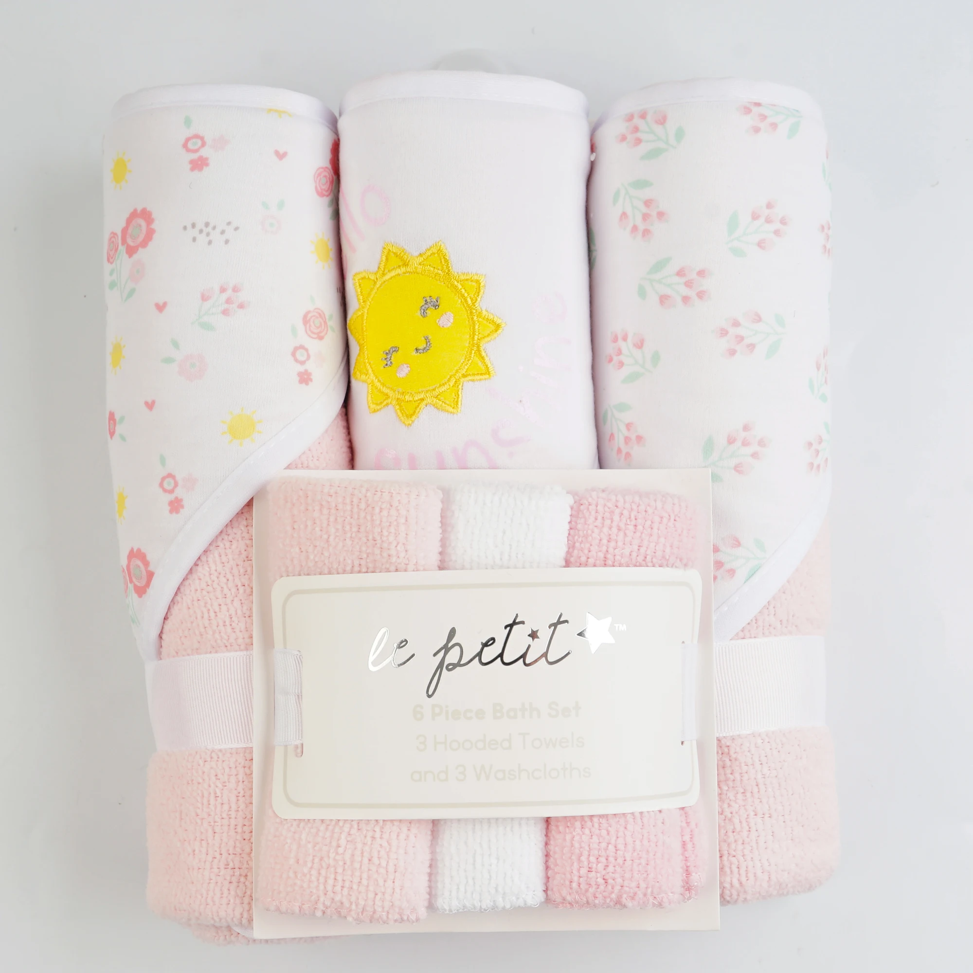 3+3 6pc bath set  hooded towel Unisex, Premium Soft  bath terry loop hooded towel and washcloth microfiber terry soft bath set