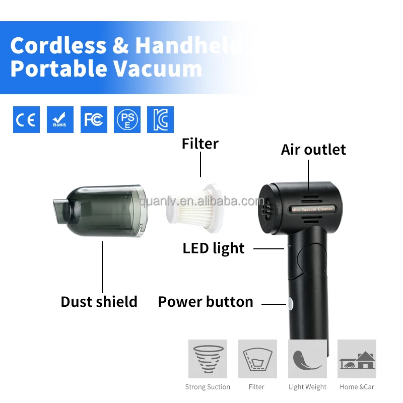 2024 Best seller 3 in 1 Car wireless  Vacuum Cleaner High Power Cordless Rechargeable Handheld Portable Mini Auto Vacuum