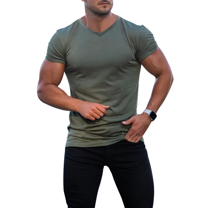 YYFS Men Short Sleeve T Shirts for Man 2018 New Summer 100% Pure Cotton Vintage Patchwork Tees V neck Cotton tshirt Homme M-4XL