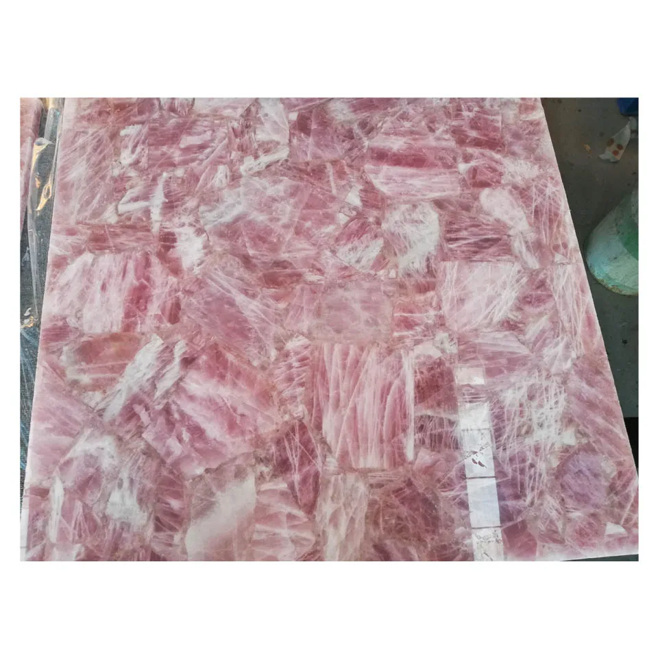 20mm Rose Quartz Slabs Dining Table Set Rose Quartz Tray/gemstone Slab