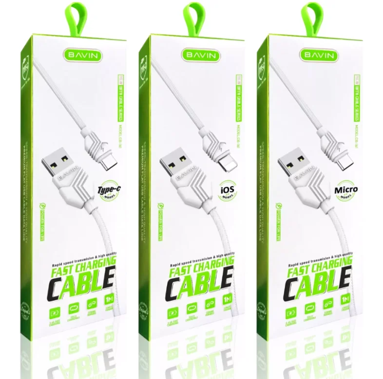 BAVIN Custom Wholesale Price Micro USB Type C 2.4A Fast Charging Data Cable  1 Meter Data Cable for Android CB161