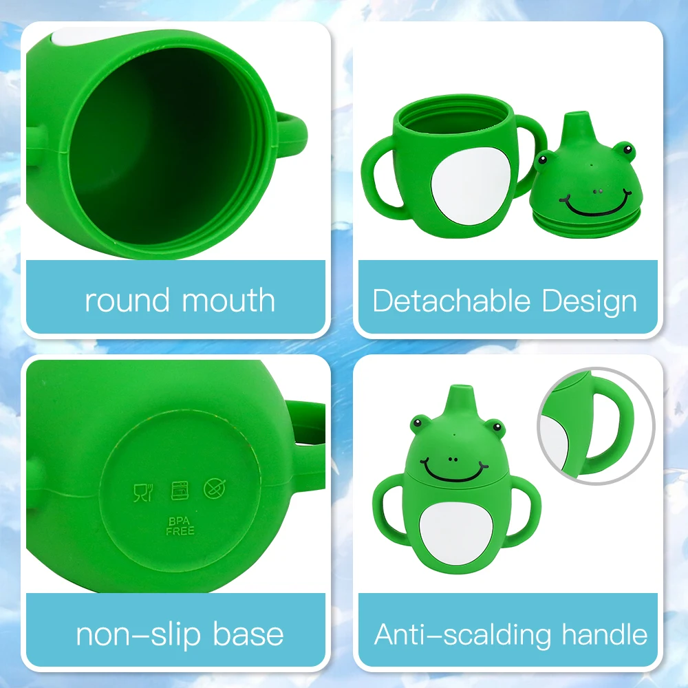Wholesale Baby Silicon Cups Animal Shape BPA Free Food Grade Portable Leak Proof Bottle Baby Sippy Cup Kid Cups