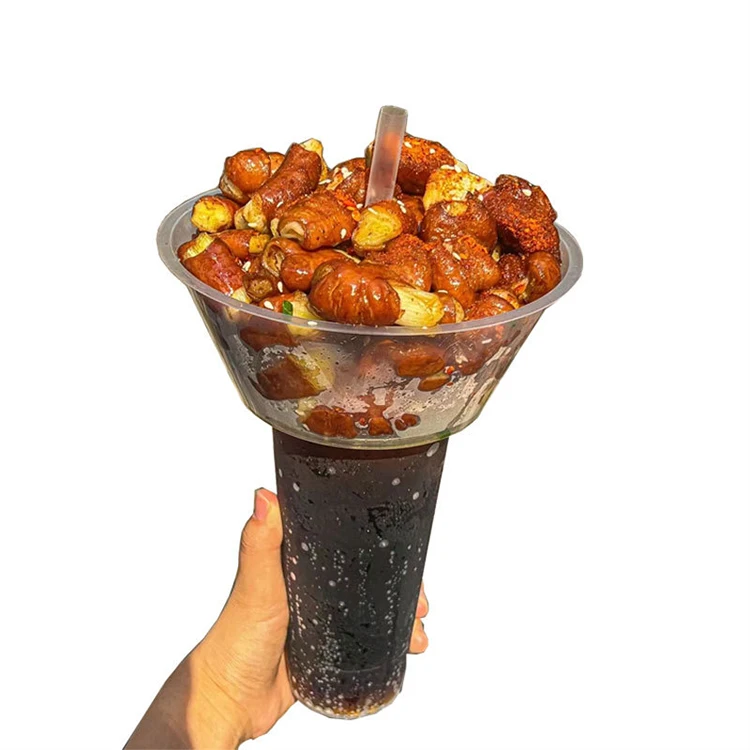 Party Birthday Cinema Favor Salad Popcorn Milk Tea Cup Fruit Salad Plastic Cup For Snack With Snack Tray