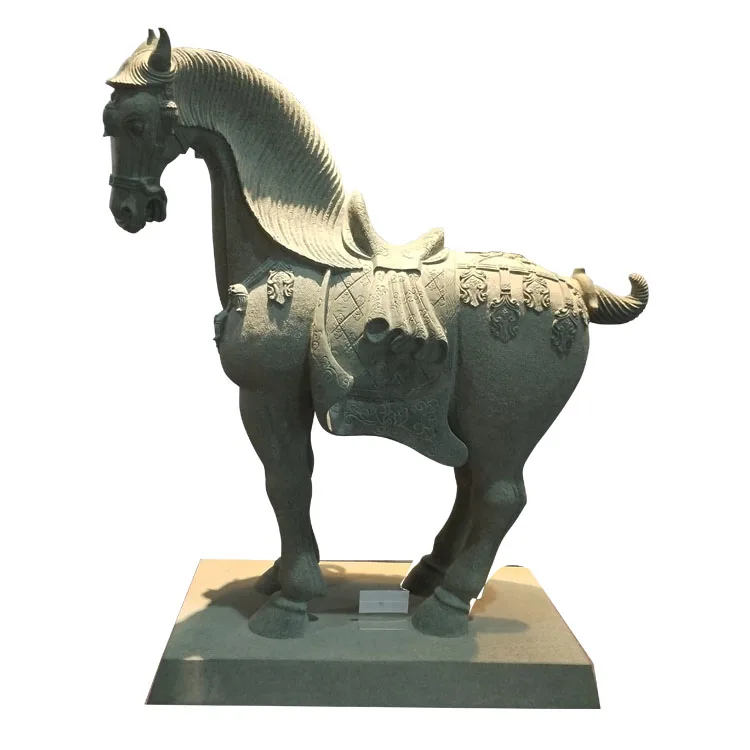 China Tang Dynasty Style Hand Carved Garden Outdoor Antique Granite Jade Stone Small Horse Statue Sculpture For Sale
