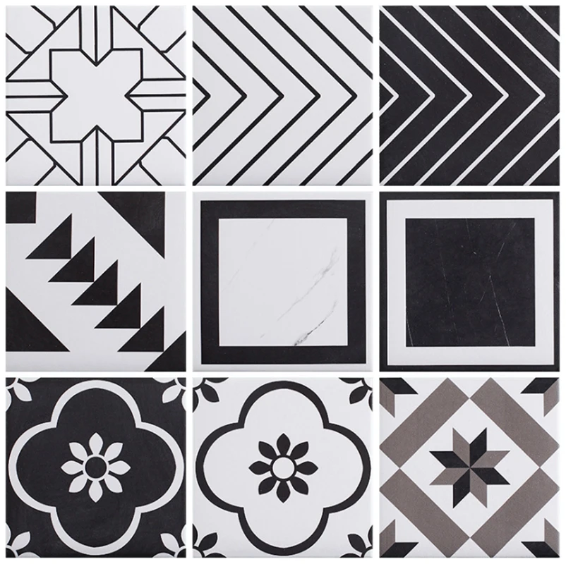 
OEM floor tiles wholesale factory custom white and black tiles design 20x20cm 