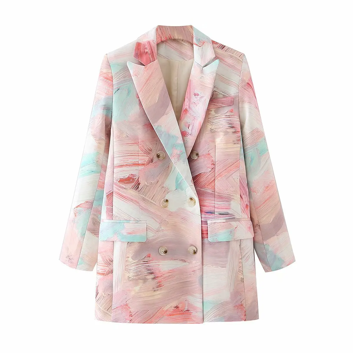 2021 blazers ladies office wear for women suits colorful tie dye long sleeve double breasted korean chic jackets blazers