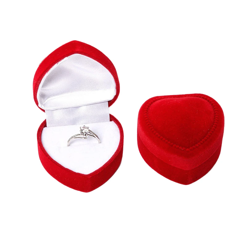 Tongxing Luxury Small Heart Shaped Box Pink Velvet Mini Jewellery Box Packaging Jewelry Box