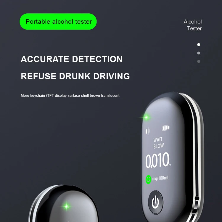 Handhold Digital Breath Alcohol Breath Tester USB Lithium Battery Powered Non-Contact Breathalyzer Drive Safety Alcohol Tester