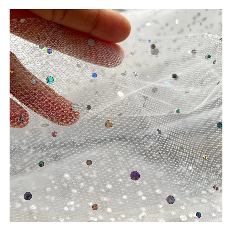 64 colors Stock Glitter wedding glitter fabric multicolor dots tulle