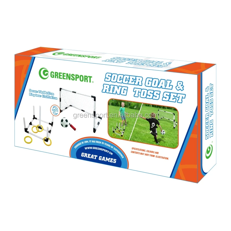 Best seller PLASTIC outdoor game toys ring toss and soccer PVC goal game set