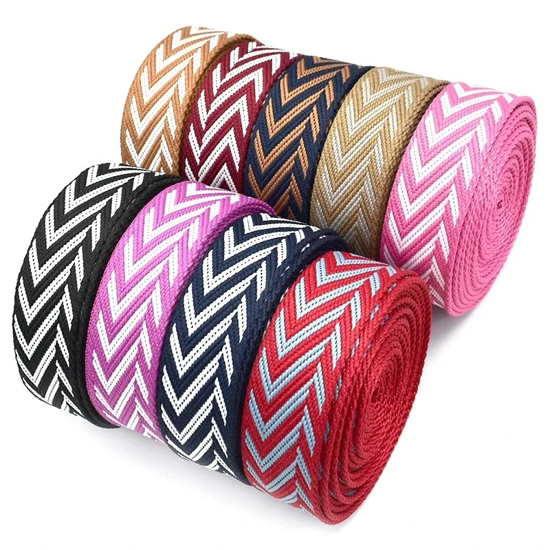Meetee RD197 38mm Bag Accessory Wide Colorful Polyester Jacquard Webbing Decorative Ethnic Style Webbing For Luggage Canvas Belt