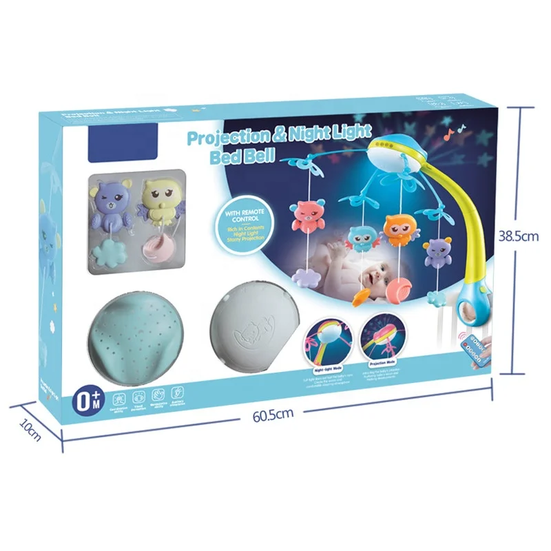 Baby rotating bell crib mobile baby with projection function, remote control baby music bed bell