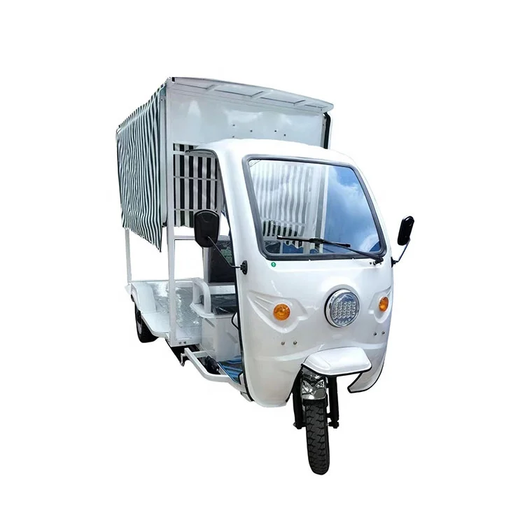 Customized mobile stall electric tricycle with covered goods electric tricycle three-wheeled transport vehicle