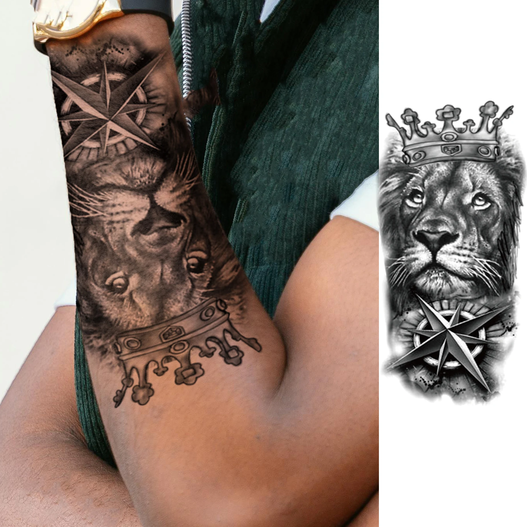 Selling Waterproof Sexy Adult Body Tattoo Sticker Lion Temporary Tattoos For Men