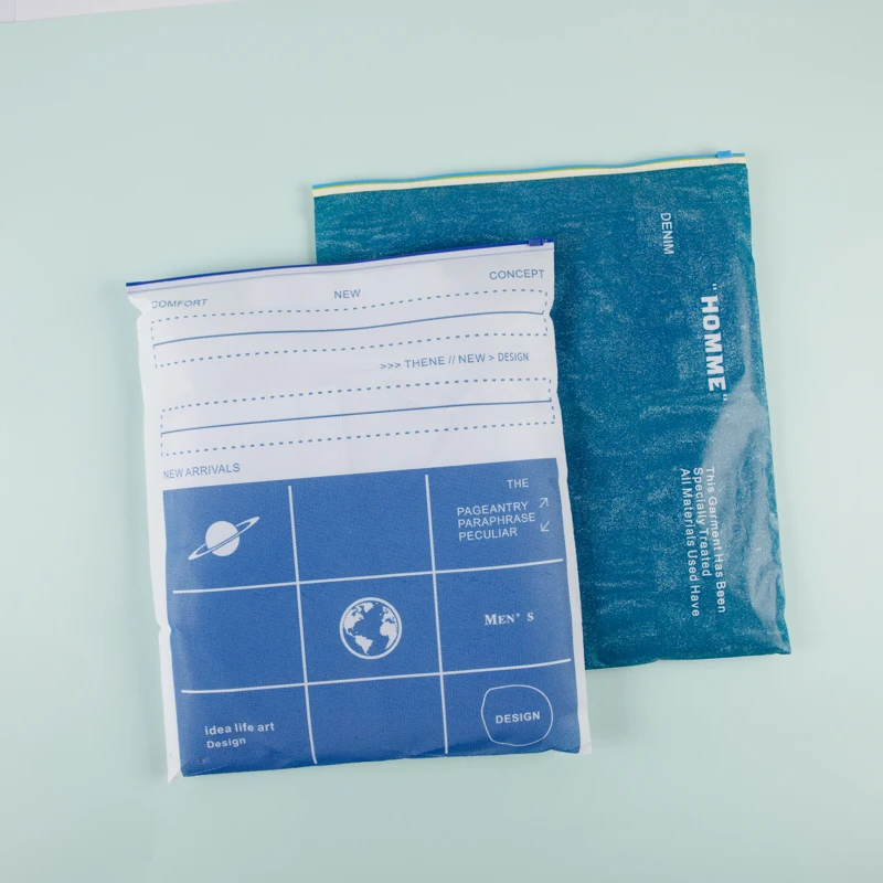 One Side Translucent Clothing Zipper Bags Custom Logo T Shirt Clothes Bikini Packaging Zip Lock Plastic Bag For Swimwear