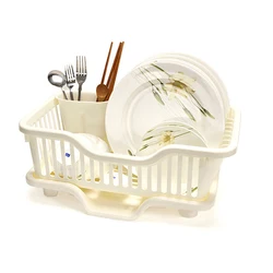 Multifunction PP Plastic Kitchen Cutlery Organizer Basket Bowl Dish Self-Draining Storage Holder and Racks